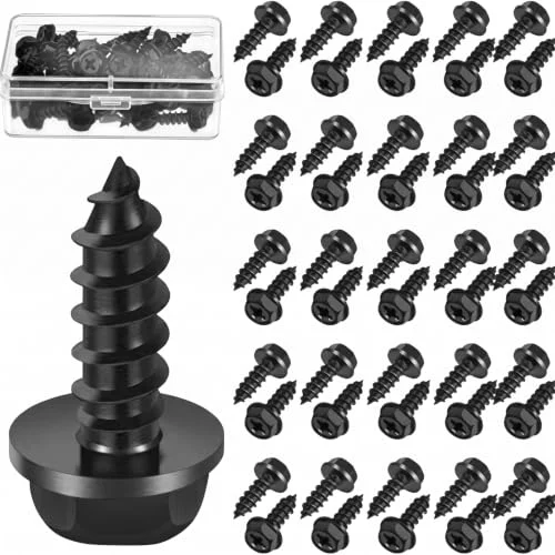 50 Pcs License Plate Screws 3/4″ x 1/4″ Stainless, black, product photo