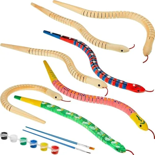 50 Pieces Wooden Snake Bulk Jointed Flexible Unfinished Wooden, multicolor, product photo