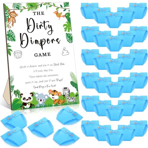 51 Pcs Dirty Diaper Wooden Game Sign Baby Shower, product photo