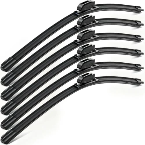6 Pack 22 Inch Wiper Blades 2-In-1 Windshield Wipers, black, product photo