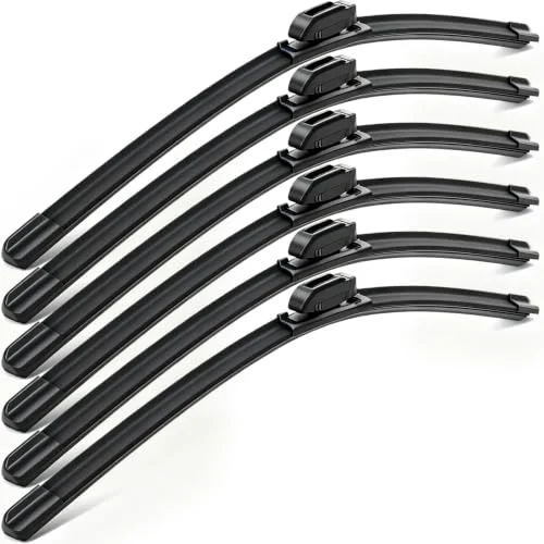 6 Pack 22 Inch Wiper Blades 2-In-1 Windshield Wipers, black, product photo