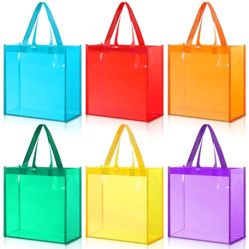 6 Pcs Clear Tote Bag Stadium Approved Plastic Hand, clear colorful, product photo