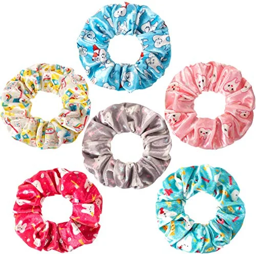 6 Pcs Dental Hygienist Assistant Gifts Hair Scrunchies Dentist, multicolor, product photo