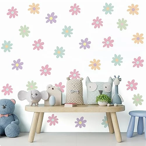 6 Sheets Daisy Wall Decal Flower Vinyl Wall Decals, novel color, product photo