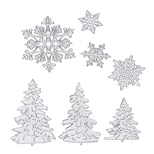 7 Pcs Christmas Trees Snowflake Metal Die Cuts for, product photo