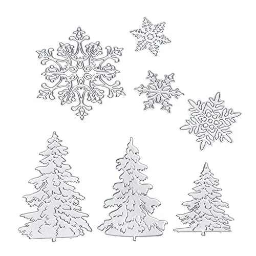 7 Pcs Christmas Trees Snowflake Metal Die Cuts for, product photo