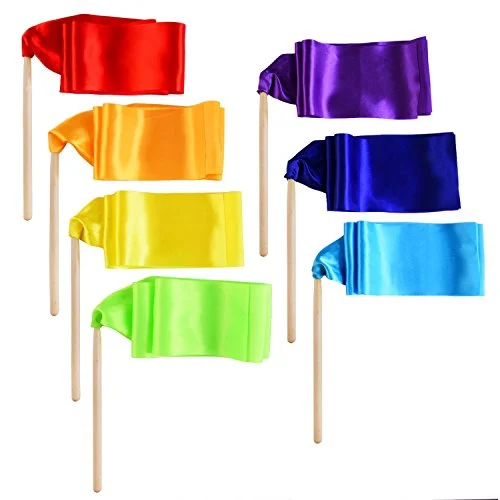 7 Pcs Short Ribbon Dancer Wand for Toddler Kids, red, product photo