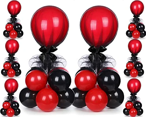 8 Set Black and Red Table Centerpieces Balloons Stand, black and pomegranate red, product photo