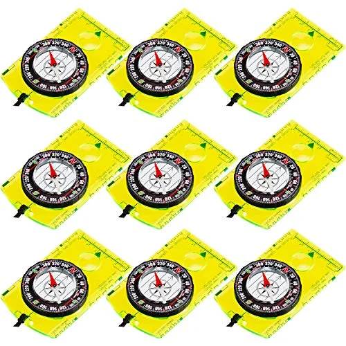 9 Pieces Orienteering Compass Hiking Backpacking Camping Compass Map (B07ZRBJ7LS), product photo