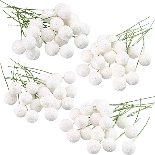 Artificial Holly Berries, sequined white, product photo