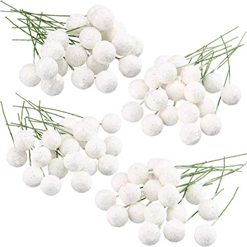 Artificial Holly Berries, sequined white, product photo