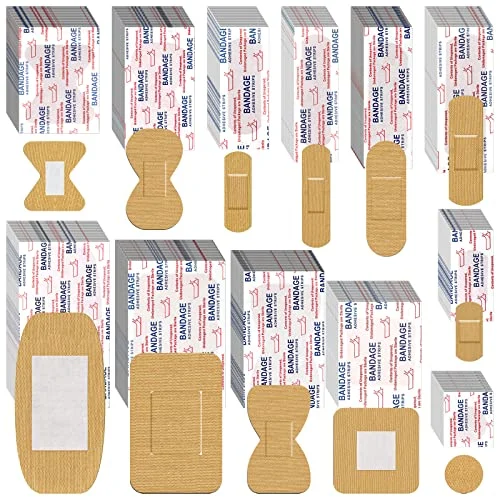 Assorted Styles Flexible Fabric Adhesive Bandages Small Breathable Fingertip, skin color, product photo