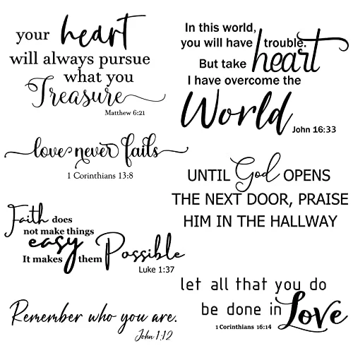 Bible Verse Wall Stickers Inspirational Quote Wall Decals Religious, black, product photo