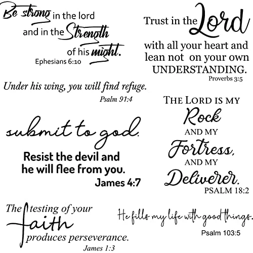 Bible Verse Wall Stickers Inspirational Quote Wall Decals Religious, black, product photo