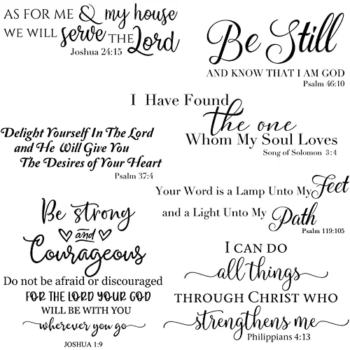 Bible Verse Wall Stickers Inspirational Quote Wall Decals Religious, black, white, product photo