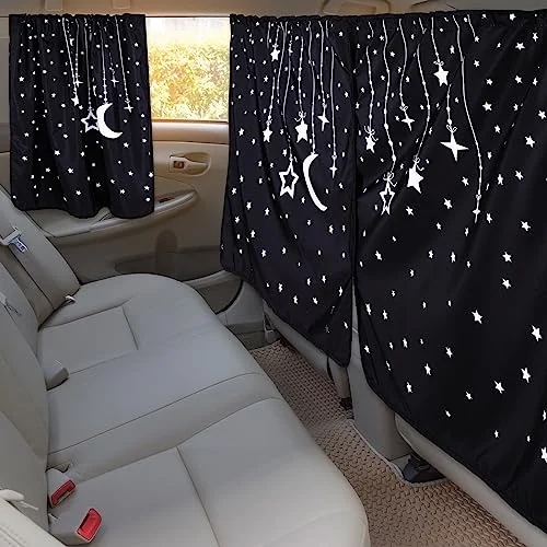 Car Privacy Curtains Set of 3, black, product photo