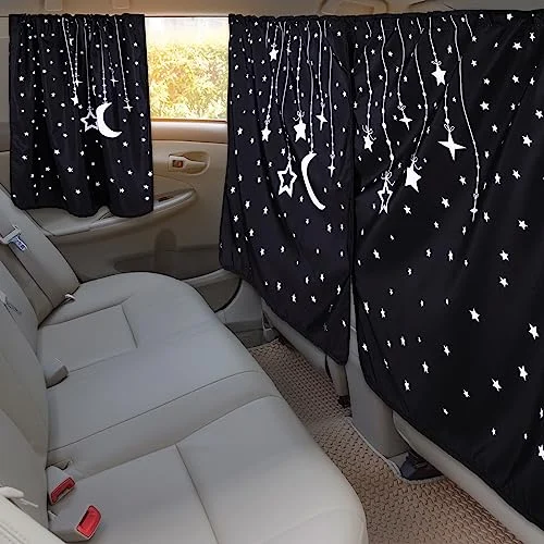 Car Privacy Curtains Set of 3, black, product photo