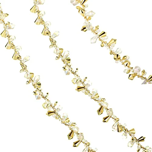 Christmas Clear Iridescent and Gold Bead Garland Large Twist, clear iridescent and gold, product photo