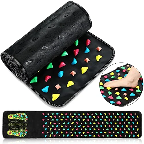 Foot Massage Mat Reflexology Walk Stone Road for Acupressure, black, product photo
