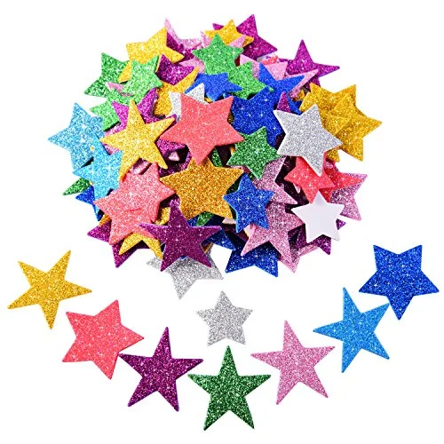 Glitter Foam Stickers Self-Adhesive Star Stickers for Birthday Graduation, pink, product photo