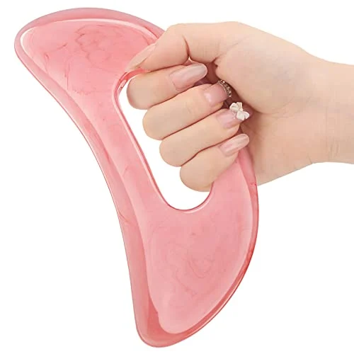 Gua Sha Massage Tool with Handle Resin Massage Tools, pink, product photo