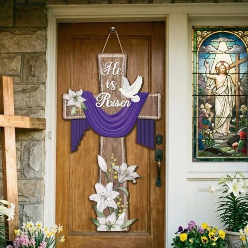 He Is Risen Easter Door Sign, multicolor, product photo
