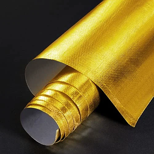 Heat Reflective Sheet Adhesive Backed Aluminized Fiberglass Heat Shield, gold, product photo