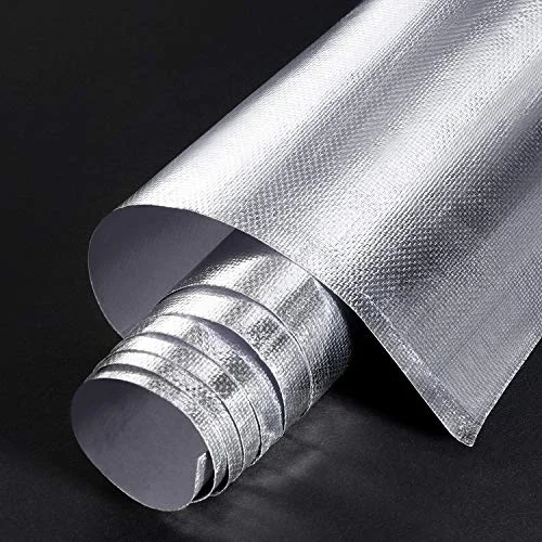 Heat Reflective Sheet Adhesive Backed Aluminized Fiberglass Heat Shield, silver, product photo