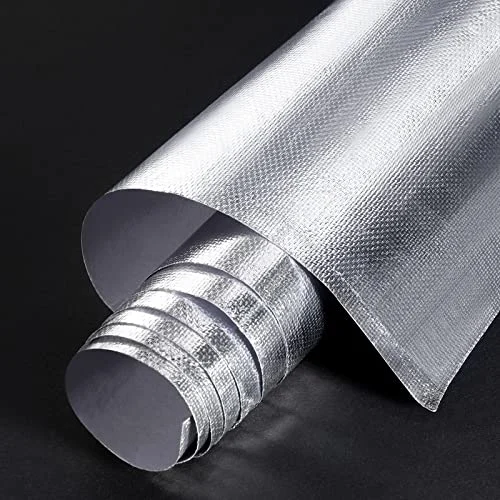 Heat Reflective Sheet Adhesive Backed Aluminized Fiberglass Heat Shield, silver, product photo