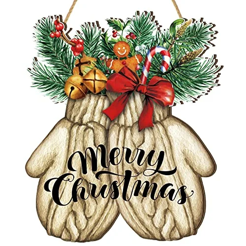 Merry Christmas Door Sign Wooden Wall Xmas Sign Home, cute style, product photo
