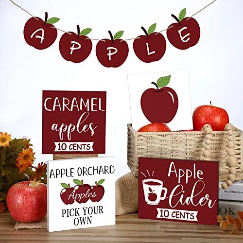Set of 9 Apple Tiered Tray Decor Fall Apple, multicolor, product photo