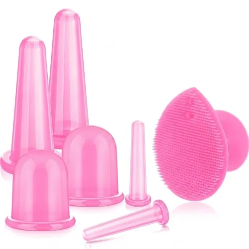 Silicone Facial Cupping Set, translucent pink, product photo