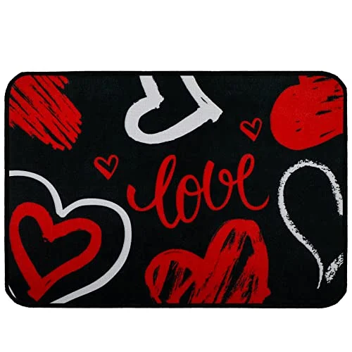 Valentine Door Mat 15.7 x 23.6 Inch Red Heart, red, pink, product photo