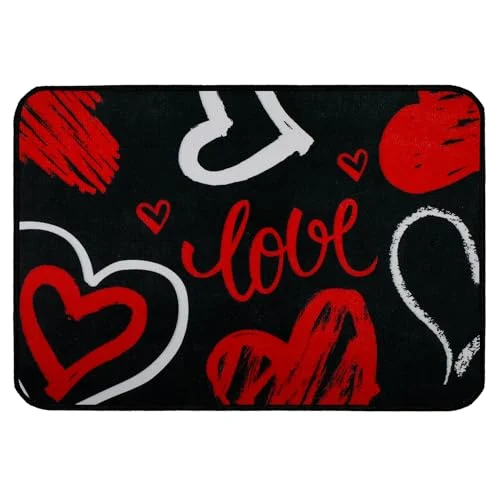 Valentine Door Mat 17 x 29 Inch Red Heart, red, product photo