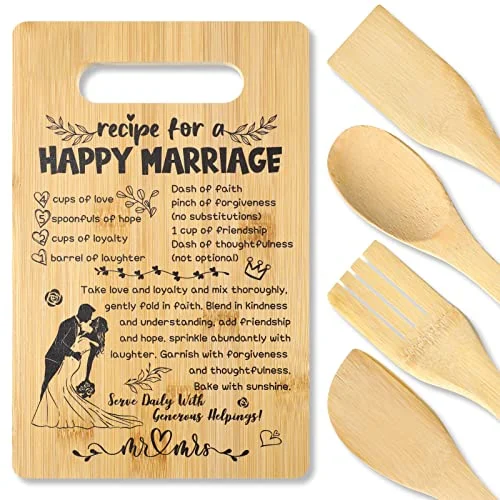 Wedding Gift for Couple Cutting Board Set Bridal Shower, product photo