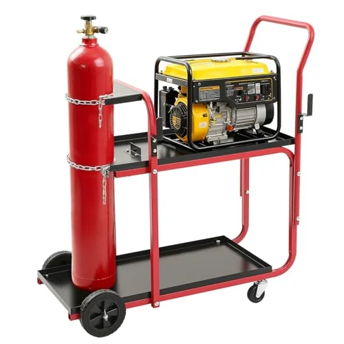 Welding Cart 2-Tier Welder Cart 440 Lbs with Tank, black and red, product photo
